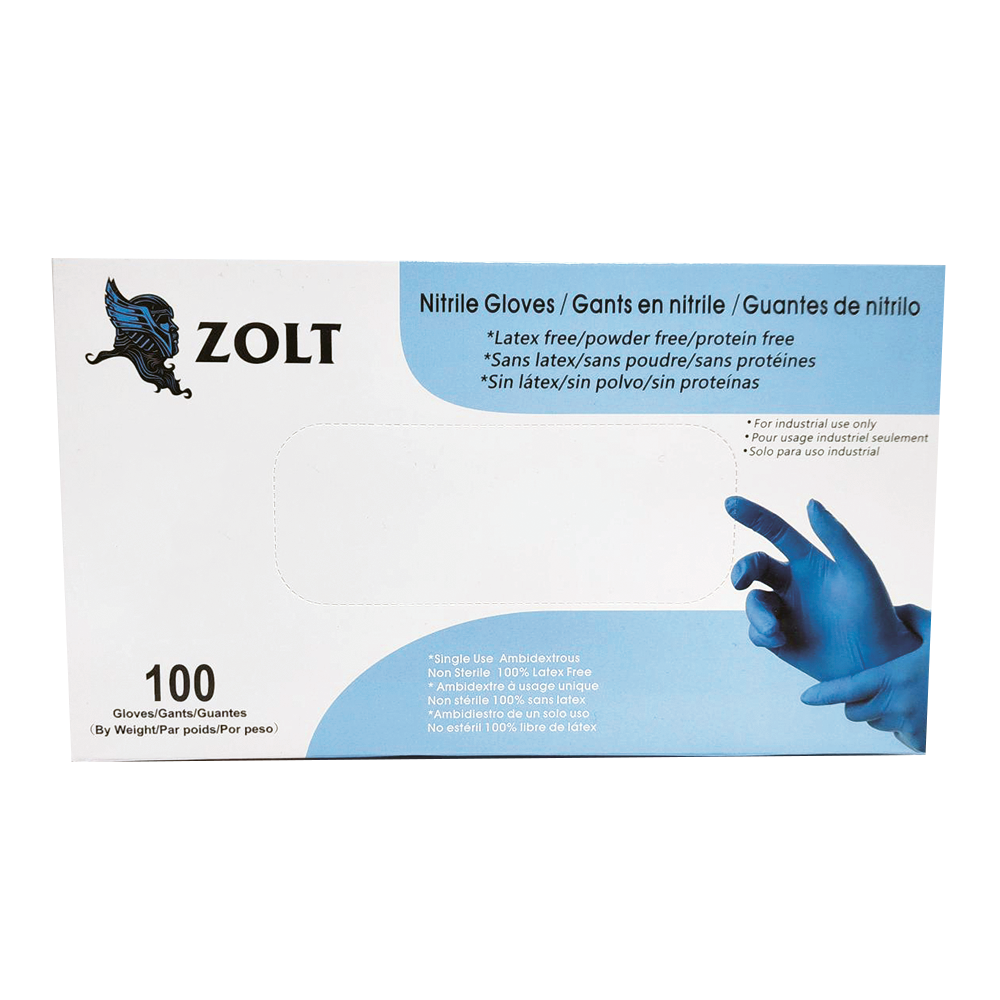ZOLT® Gants en nitrile sans poudre - Moyen (100) Bleu