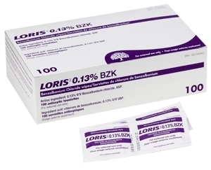 LORIS® Benzalkonium Chloride Wipes 0.13% BZK (100/ind. pack)