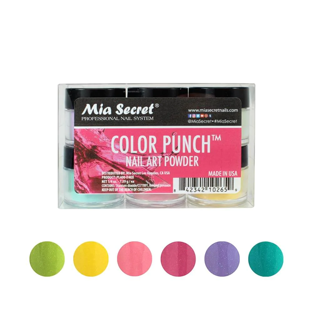 MIA SECRET® Color Punch Nail Art Powder Collection (6 x 1/4oz)