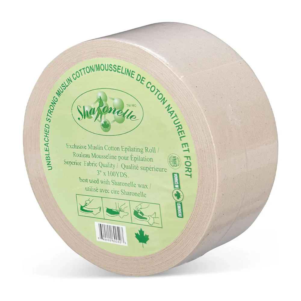 SHARONELLE® Unbleached Strong Muslin Cotton Roll for Waxing (3" x 100 YDS)