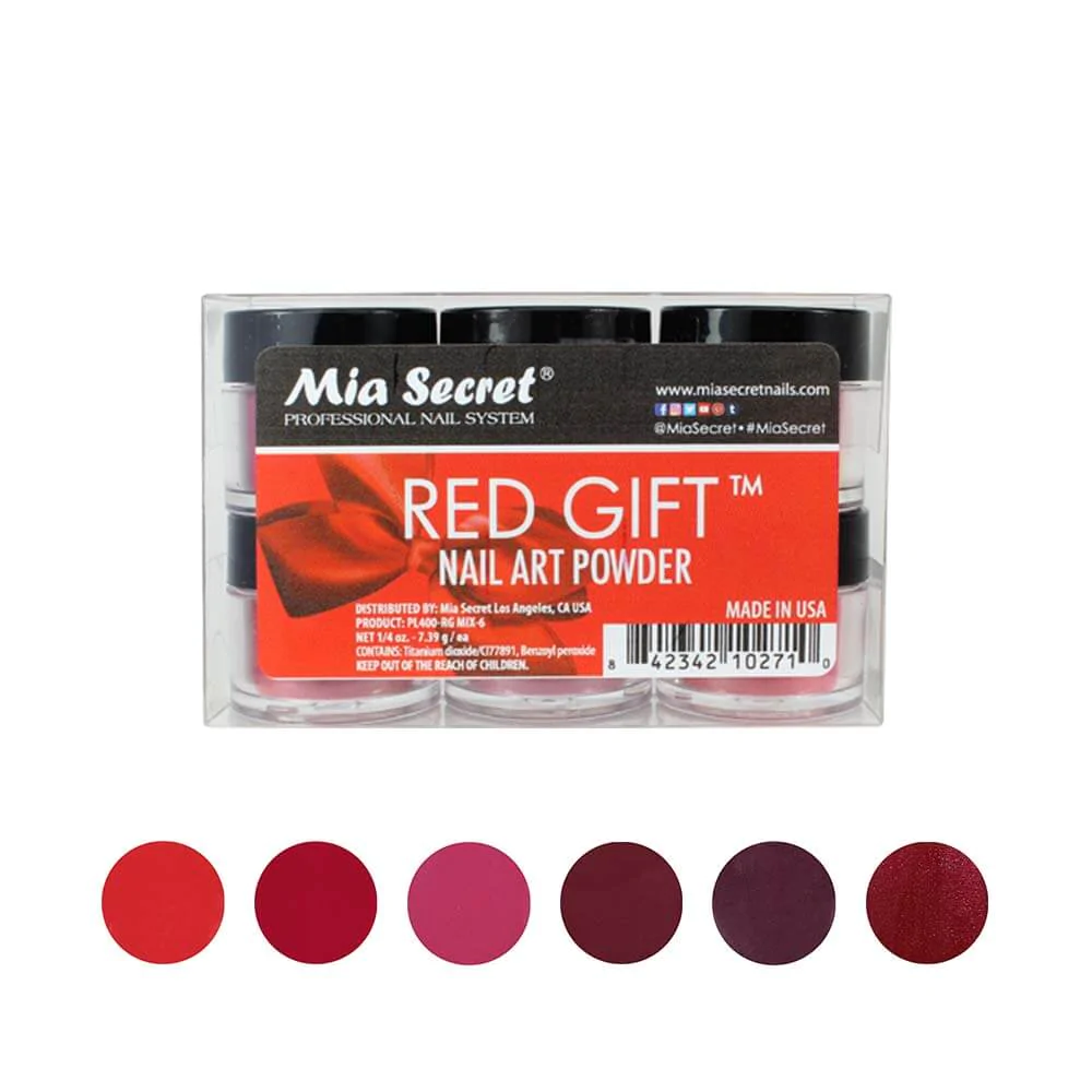 MIA SECRET® Red Gift Nail Art Powder Collection (6 x 1 / 4oz)
