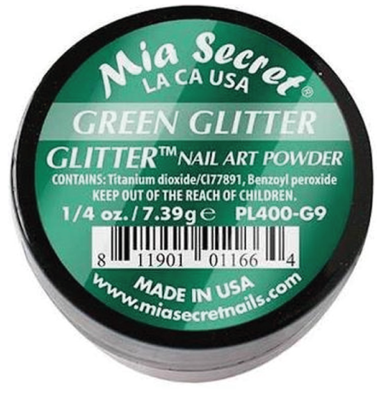 [PL400-G9] MIA SECRET® Poudre Acrylique Brillante - Green Glitter 1/4 oz