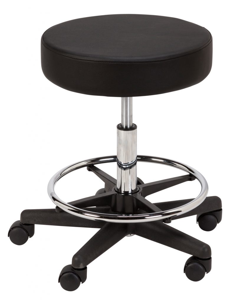 [ESD-PEI-311] ÉQUIPRO® TABOURET ROND PNEUMATIQUE blanc, noir et bleu marine.