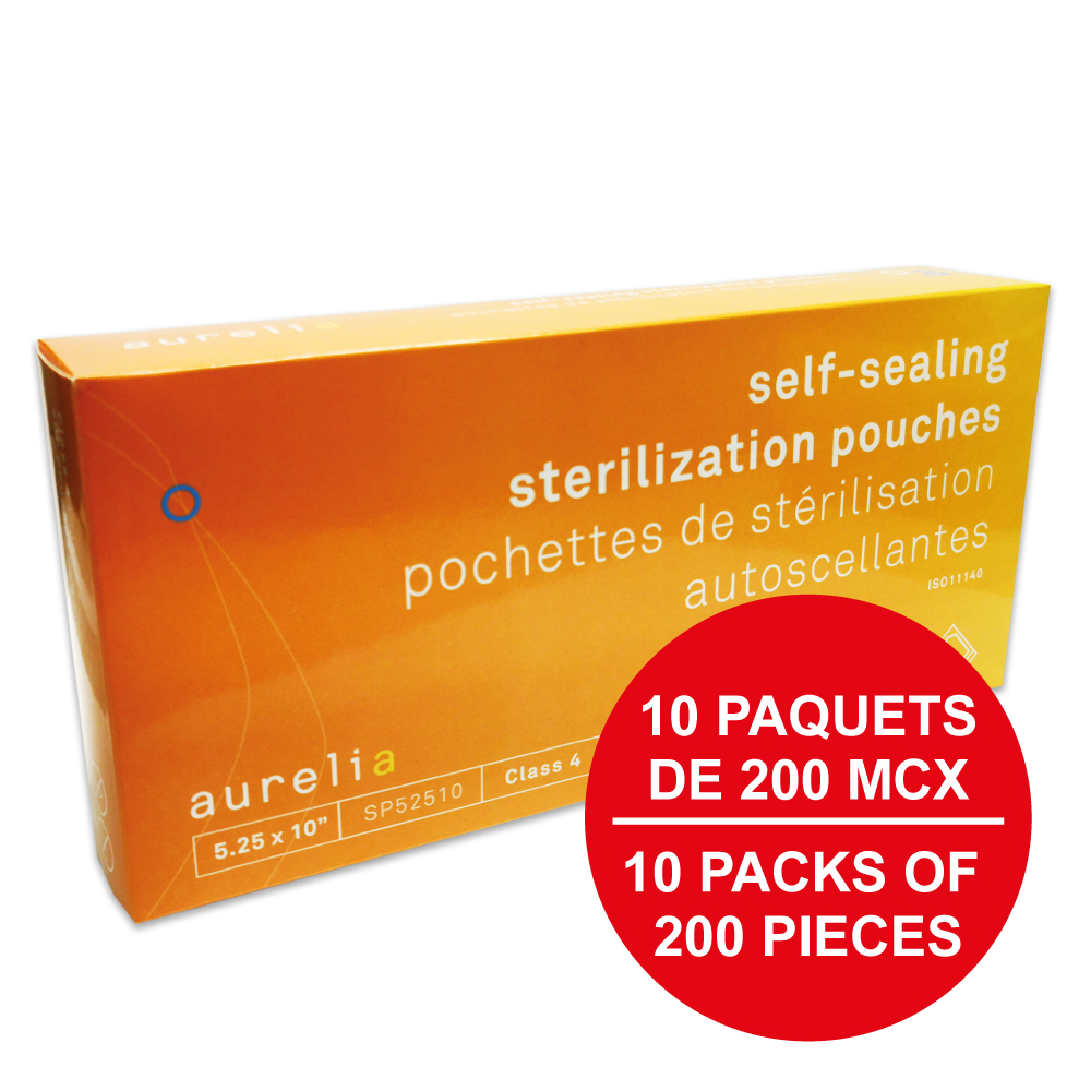 AURELIA® Self-Sealing Sterilization Pouches - 5¼'' x 10'' (200) Blue - (Case of 10 pk.)