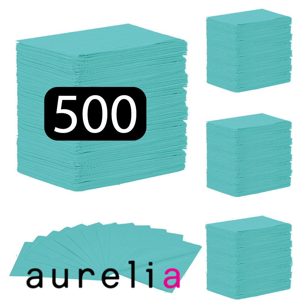 AURELIA® Bavettes (3 plis) 2 plis de papier & 1 pli de polyéthylène (500) AQUA