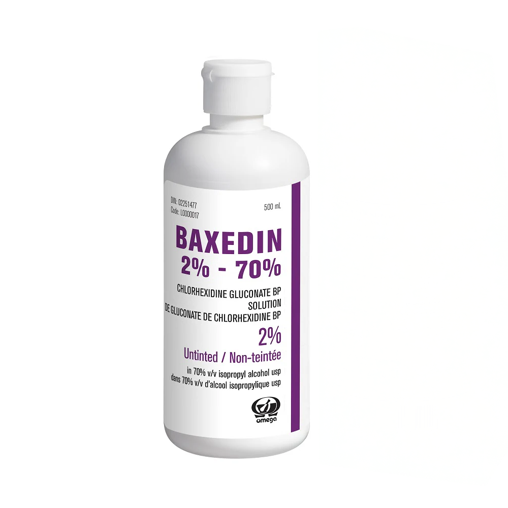 BAXEDIN Solution 2% chlorhexidine/70% alcohol - untinted - 500ml