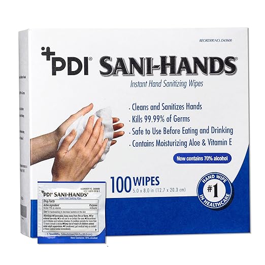 Sani-Hands Hand Sanitizer Wipes 5 in x 8 in (100)