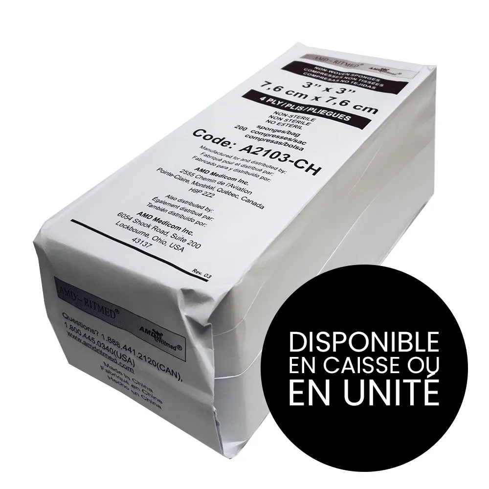 [A2103-CH-1] AMD Ritmed® All Purpose Nonwoven Compresses - 4 Ply - 3 "x 3" (200) - White (1)