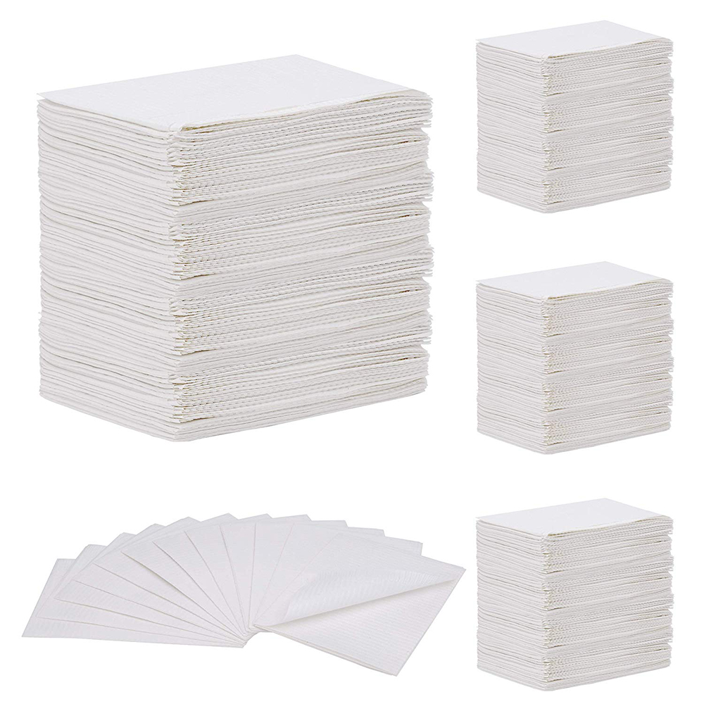 MEDICOM® SafeBasics™ Dry-Back® Bibs (3-ply) 2 ply of tissue &amp; 1 ply poly (500) White