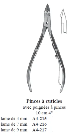 ALMEDIC® Pinces à cuticules avec poignées a pinces, lame 9mm, 10cm 4"