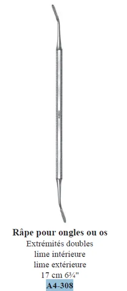ALMEDIC®Râpe pour ongles ou os, Extrémités doubles, lime intérieure, lime extérieure 17cm 6¾"