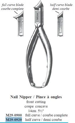 [M29-0920] ALMEDIC®Pince à ongles, coupe concave, demi coupe, 14cm 5½"