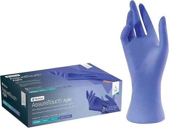 MEDICOM AssureTouch Gants Nitrile - Large (100) Bleu