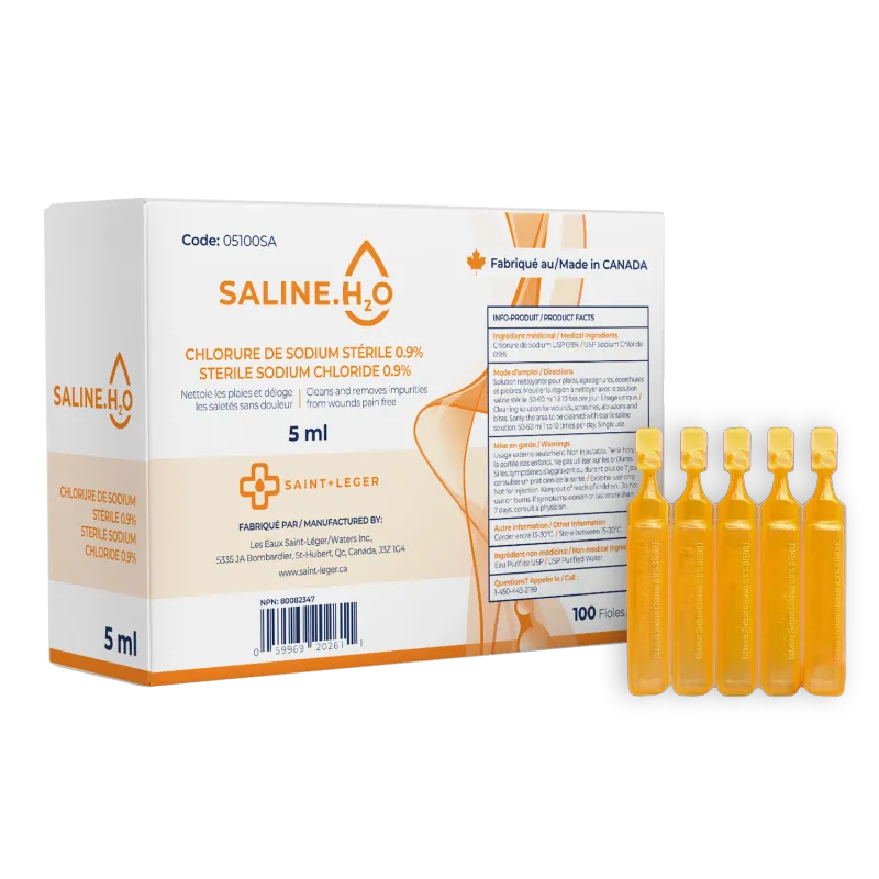 SAINT-LÉGER - Ampoules Chlorure de Sodium Sterile 5ml - Pack de 100