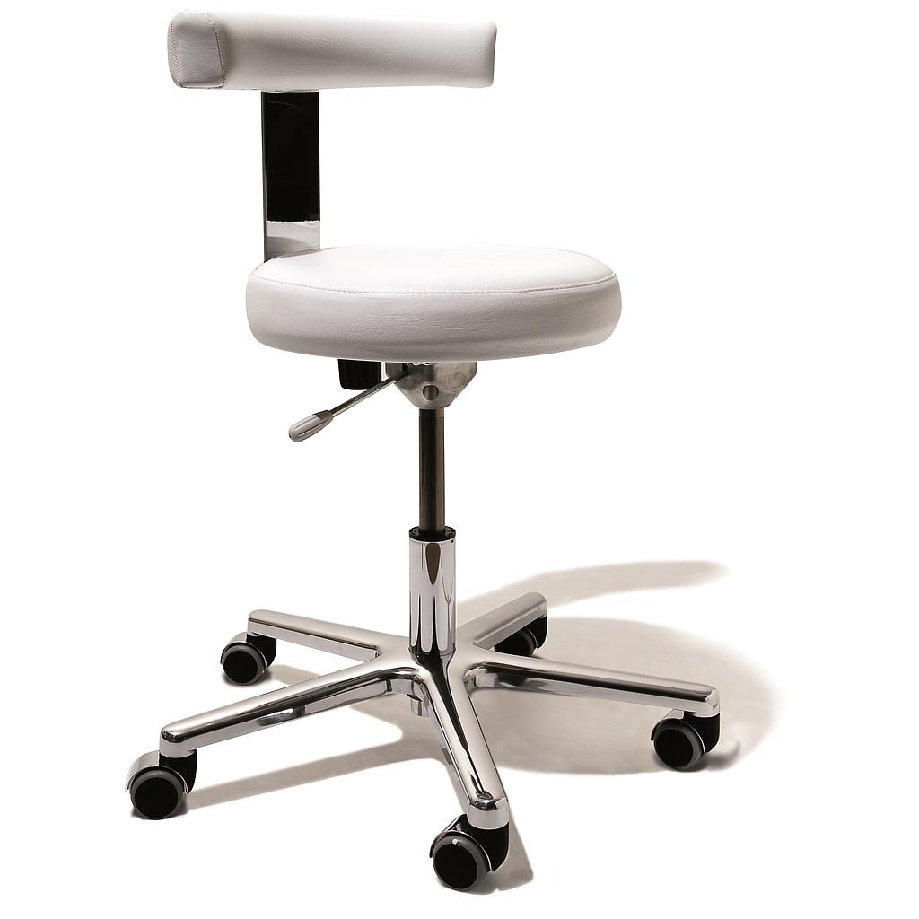 [260150.100] BENTLON® Tabouret rond avec support dorsal mince - Blanc