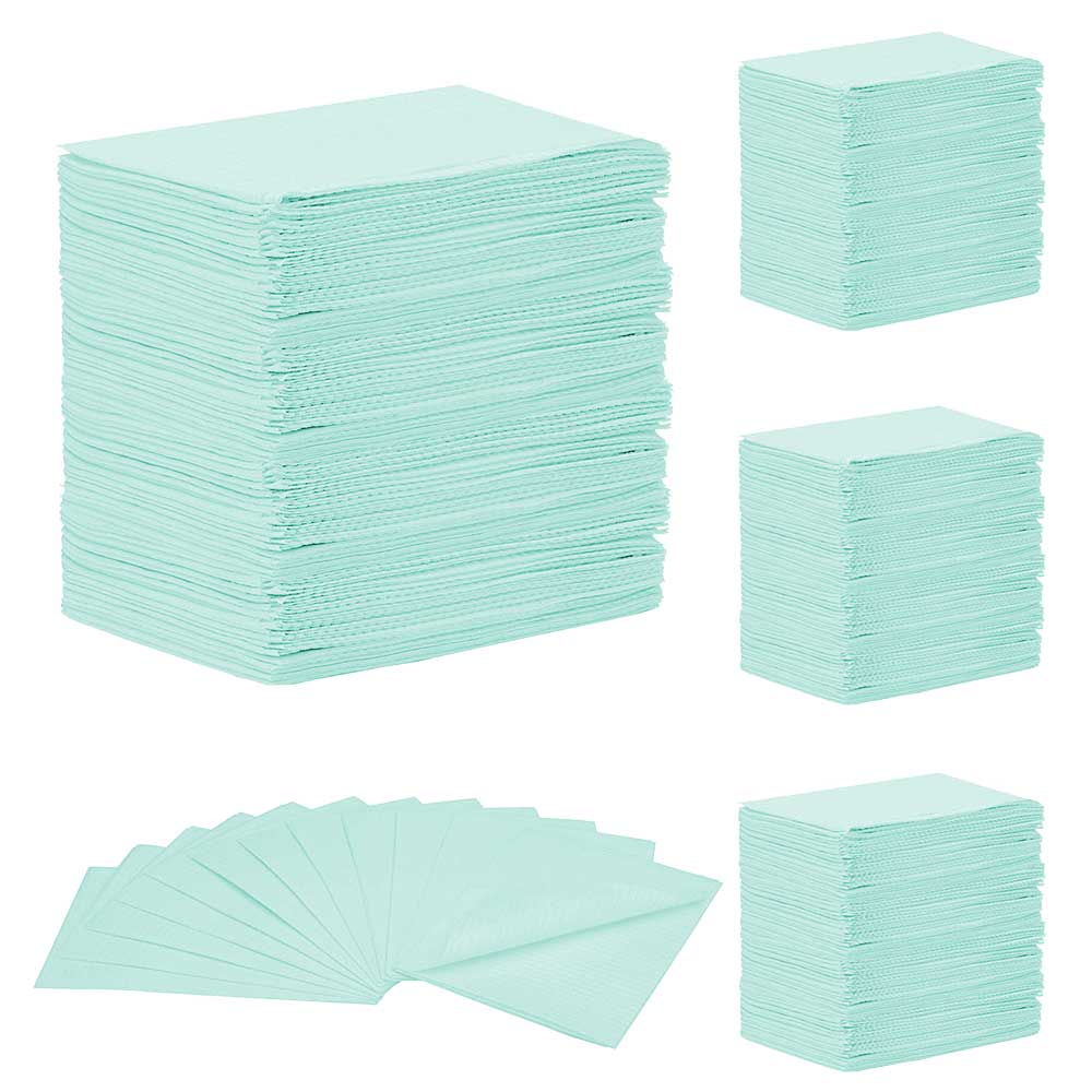 MEDICOM® SafeBasics™ Dry-Back® Bavettes (3 plis) 2 plis de papier & 1 pli de polyéthylène (500) Aqua