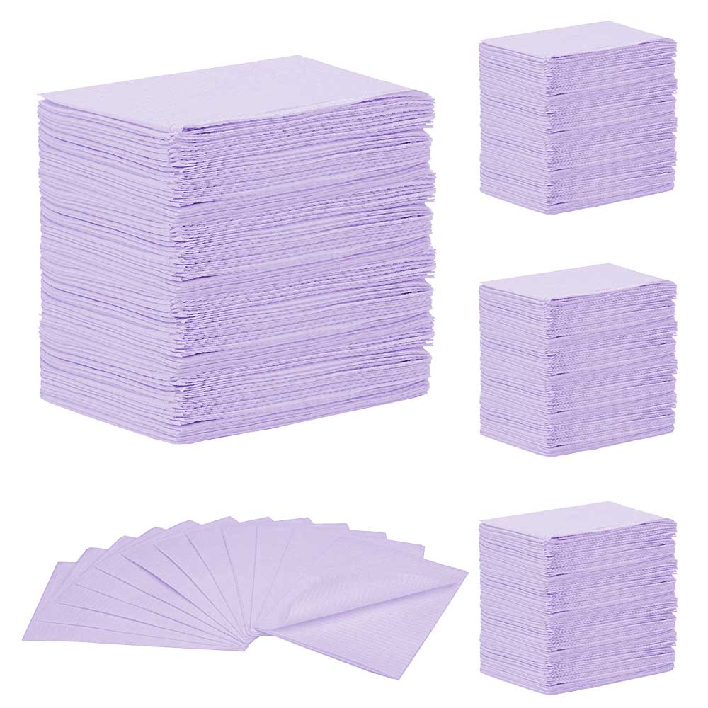 MEDICOM® SafeBasics™ Dry-Back® Bavettes (3 plis) 2 plis de papier & 1 pli de polyéthylène (500) Lavande