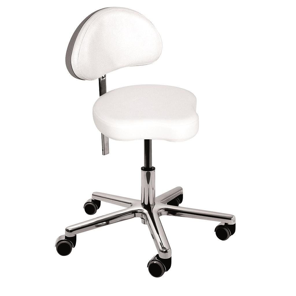 **BENTLON® tabouret Silver Plus avec support dorsal - Blanc