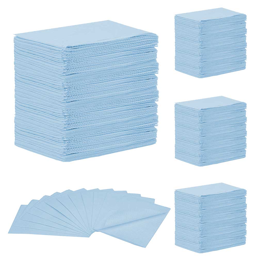 MEDICOM® SafeBasics™ Dry-Back® Bavettes (3 plis) 2 plis de papier & 1 pli de polyéthylène (500) Bleu