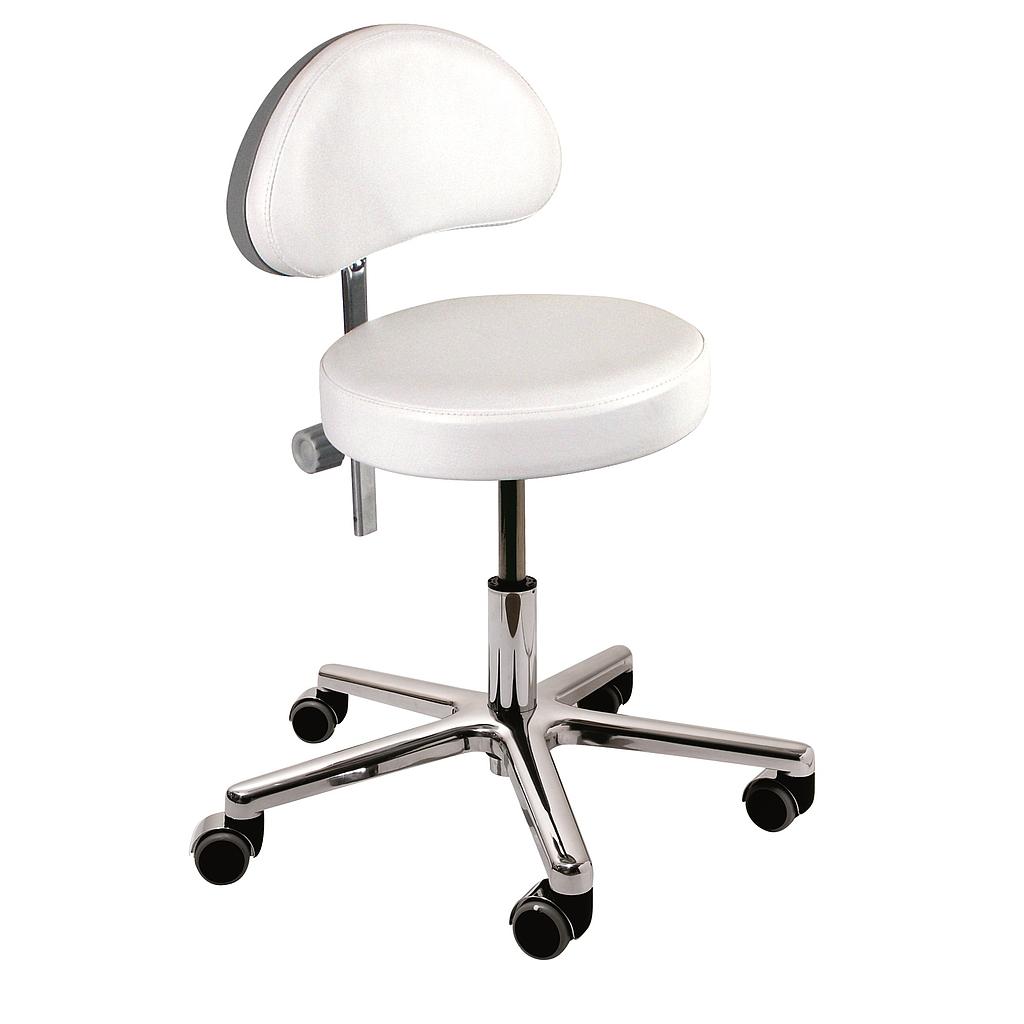 BENTLON® Round stool Silver Plus with back support - White