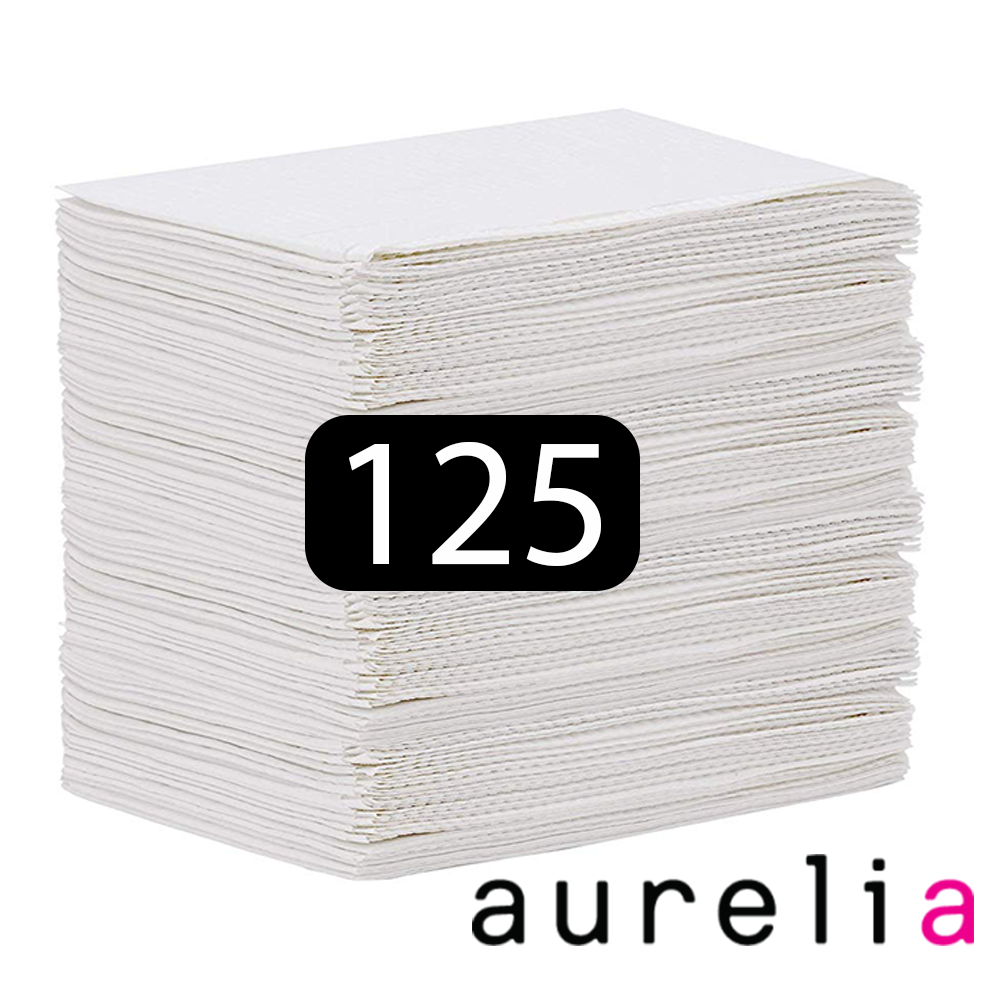 [52005-1] AURELIA® Bavettes (3 plis) 2 plis de papier & 1 pli de polyéthylène (125) BLANC 