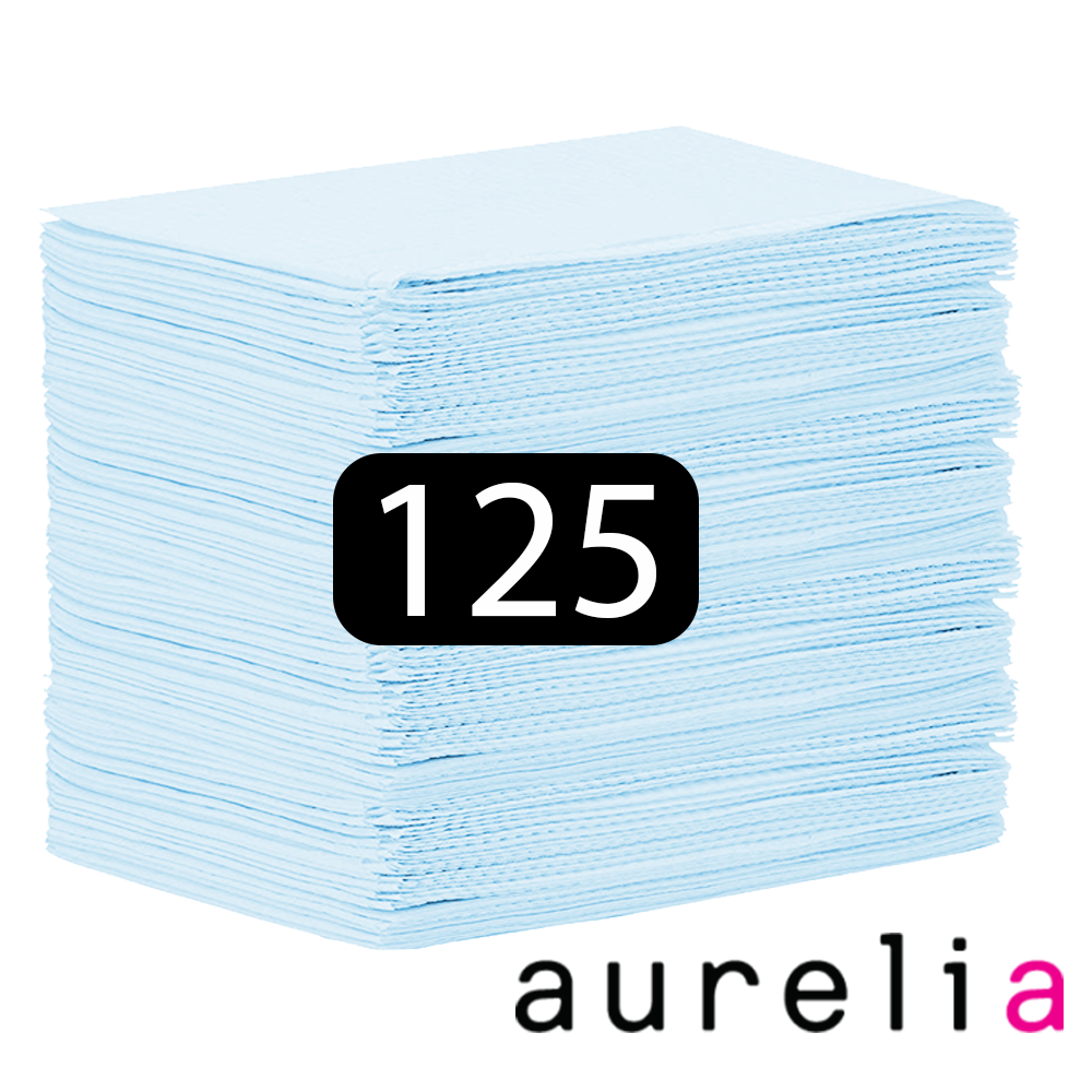 [52001-1] AURELIA® Bavettes (3 plis) 2 plis de papier & 1 pli de polyéthylène (125) BLEU 