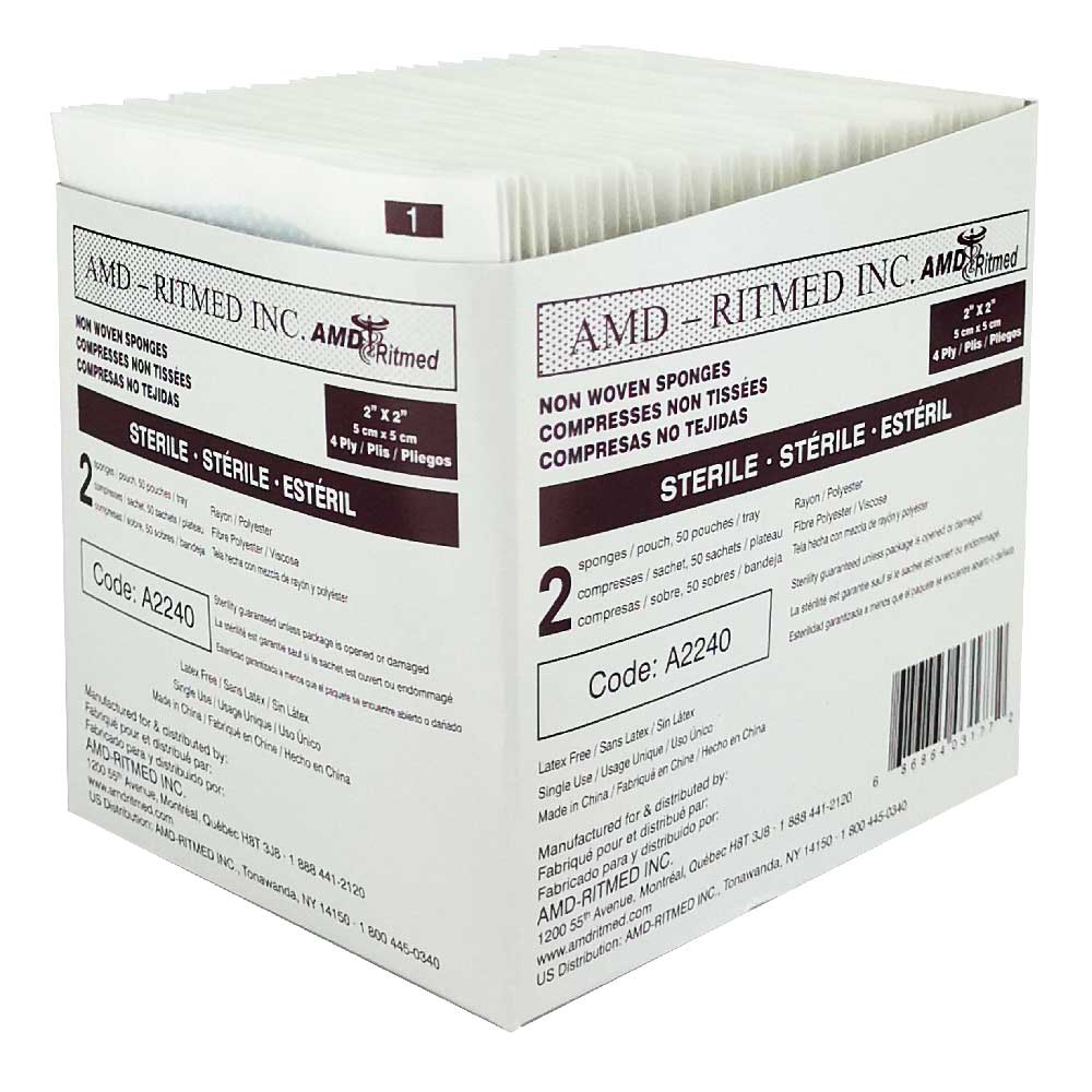 [A2240] AMD RITMED® Sterile compresses 2" x 2" A2440 (50 pack of 2)